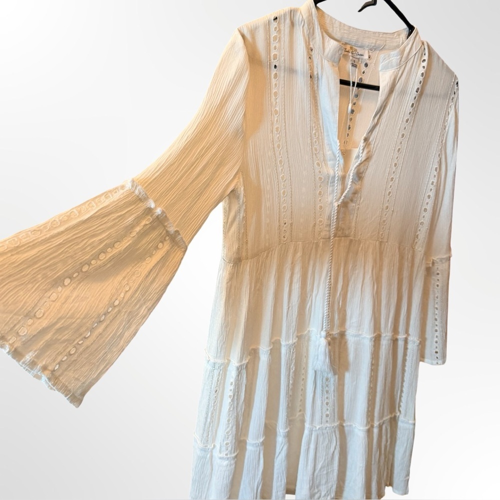 NWT TURKS & CAICOS White Eyelet Tassel Coverup Dress — Size Small — 🤍 - Picture 5 of 13